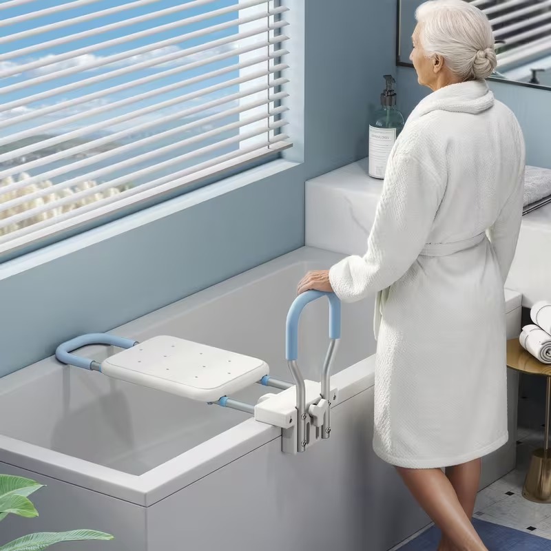 Adjustable Bathtub Seat with Safety Handle