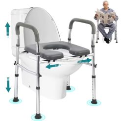 Adjustable Raised Toilet Seat with Padded Cushion